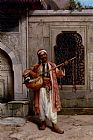 Stanislaus von Chlebowski A Musician Playing Before A Mosque In Constantinople painting